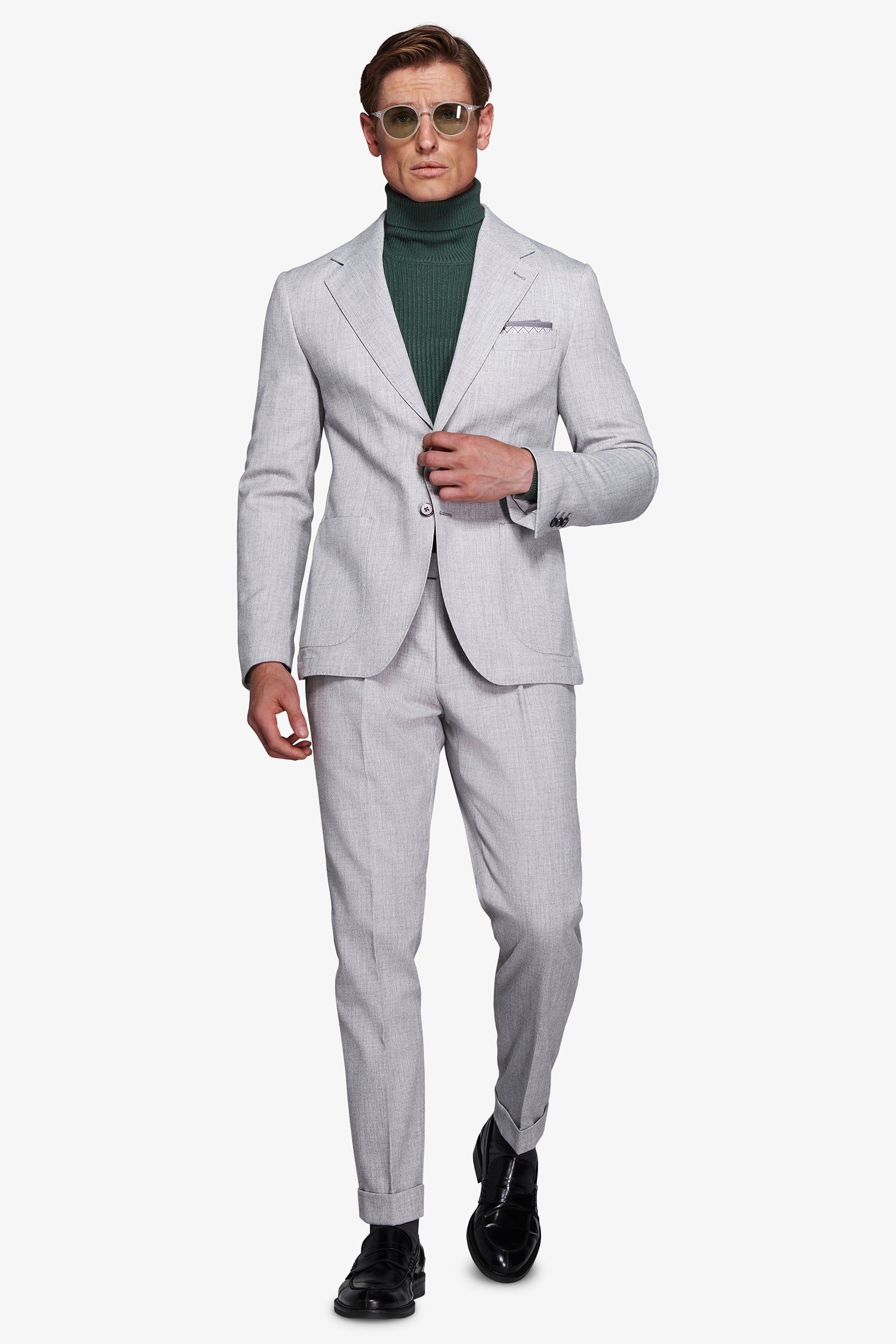 Americana efecto franela gris claro