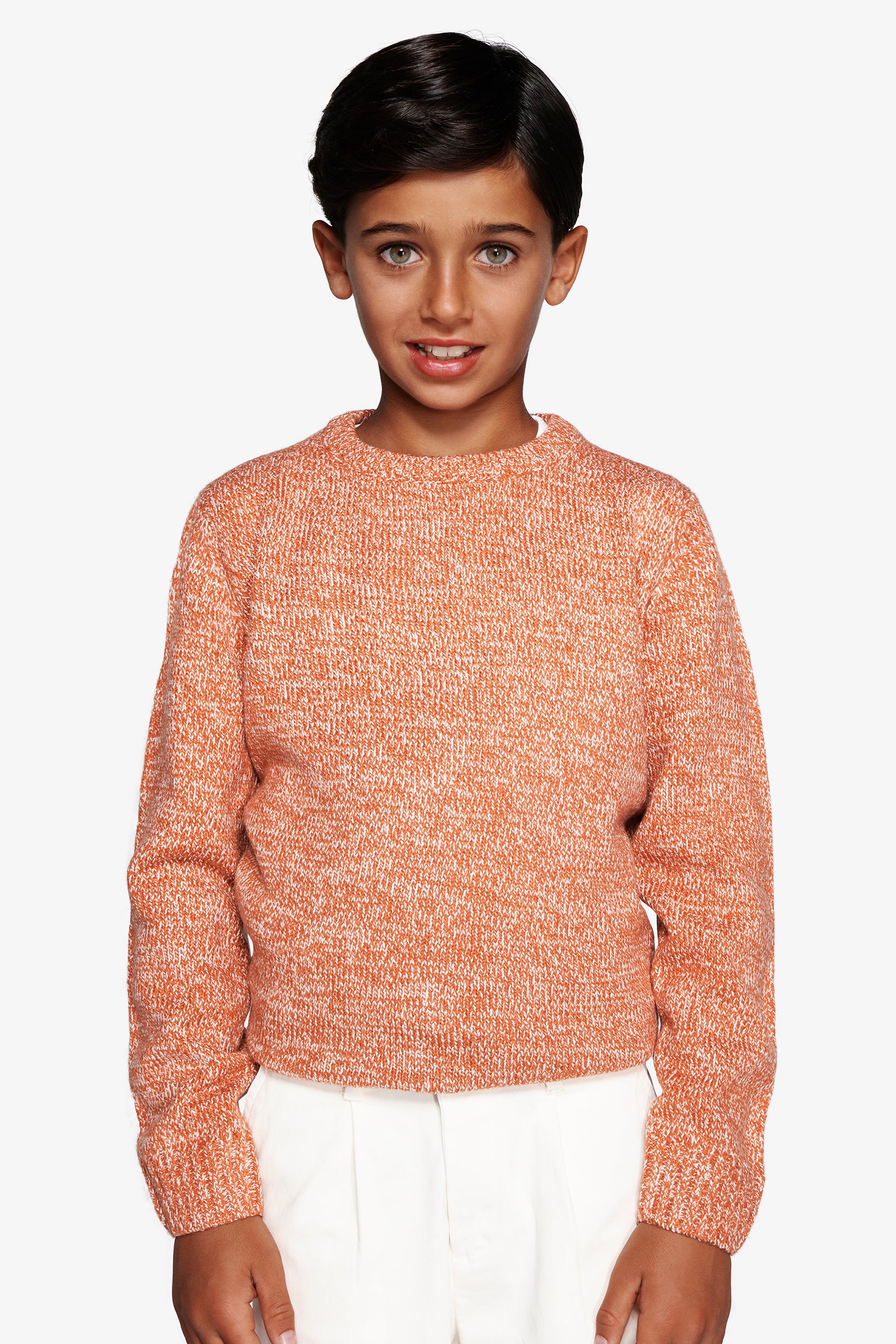 Jersey de cuello redondo mouliné naranja Kids