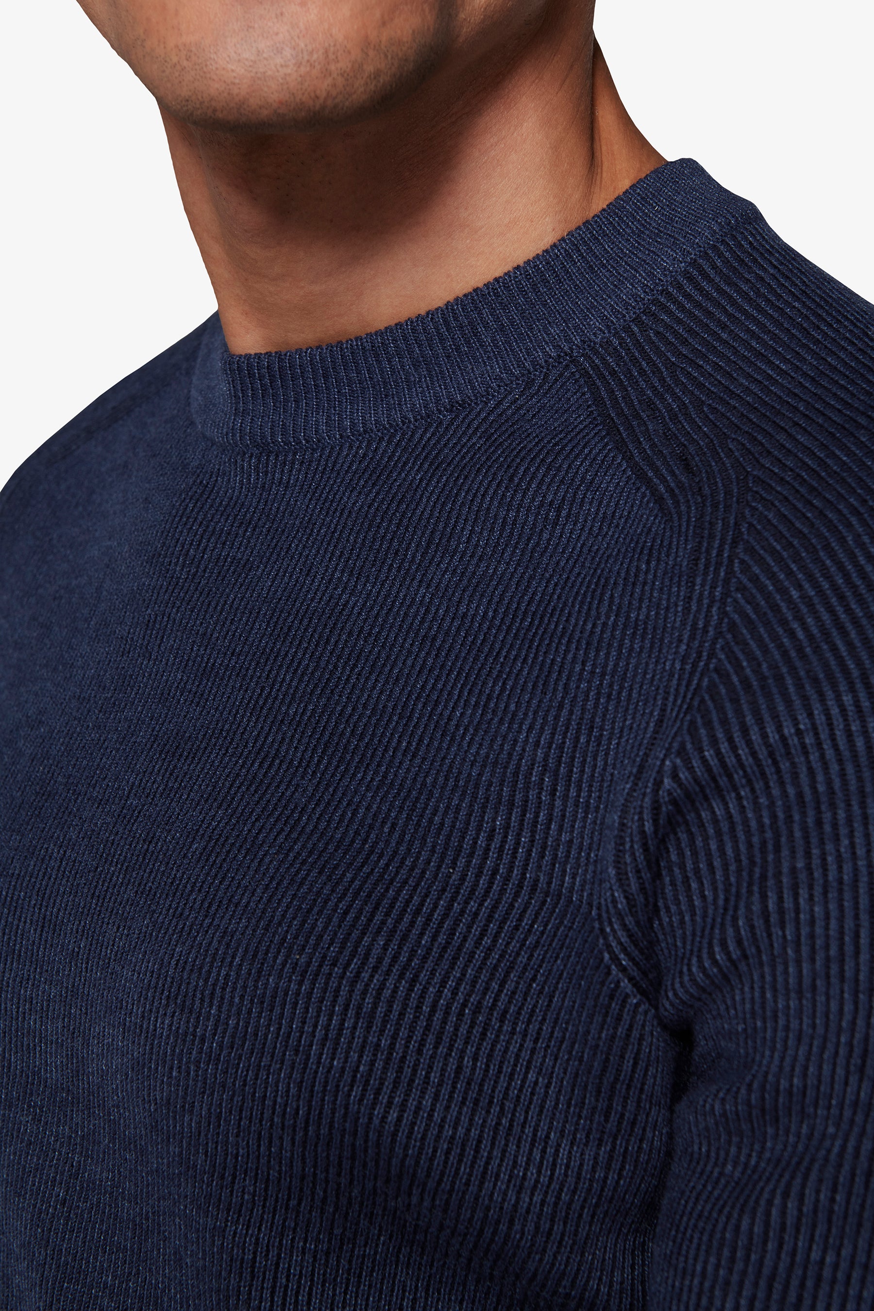 Jersey de cuello redondo con acanalado vanisè azul azafata