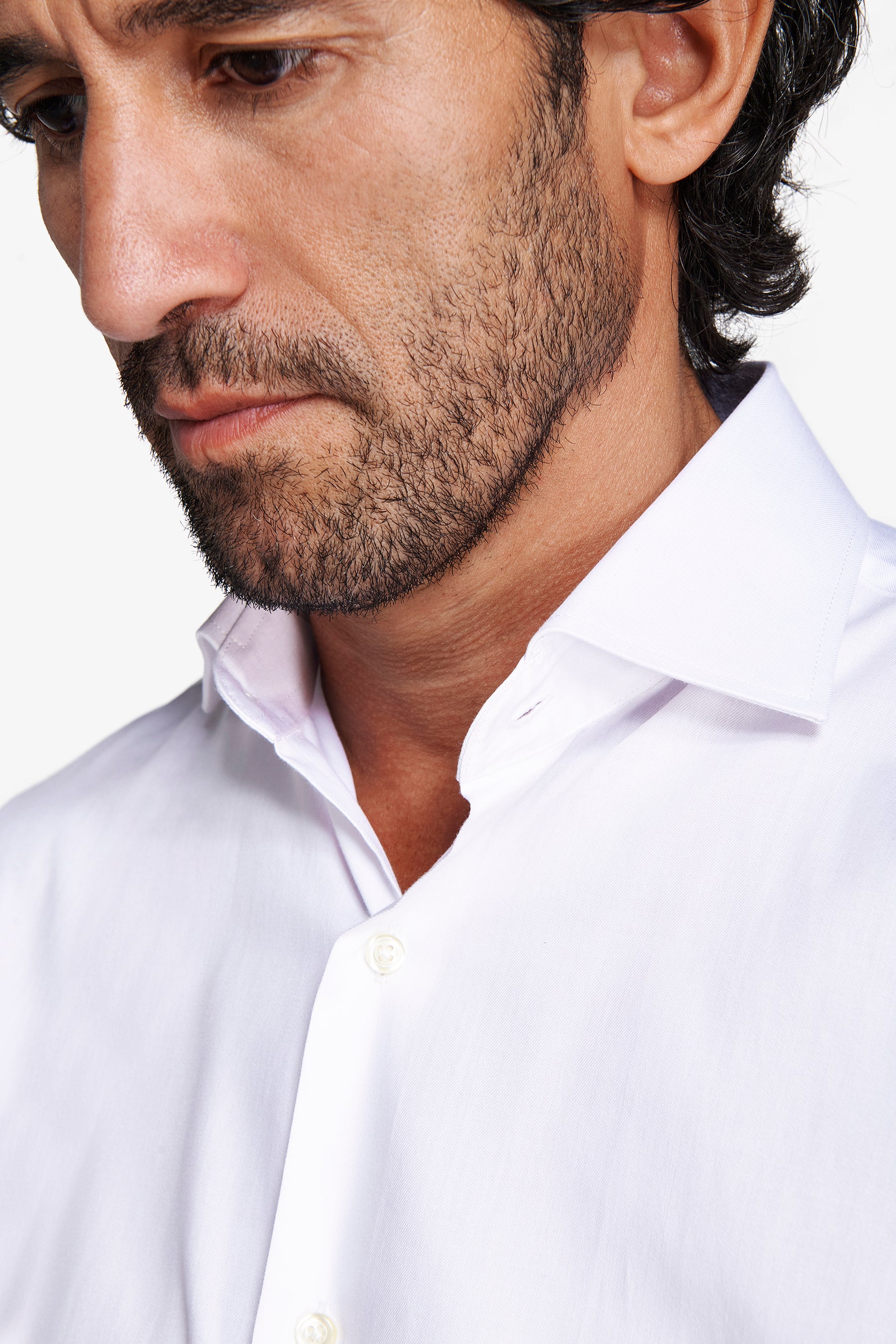 Camisa slim de sarga de color blanco liso