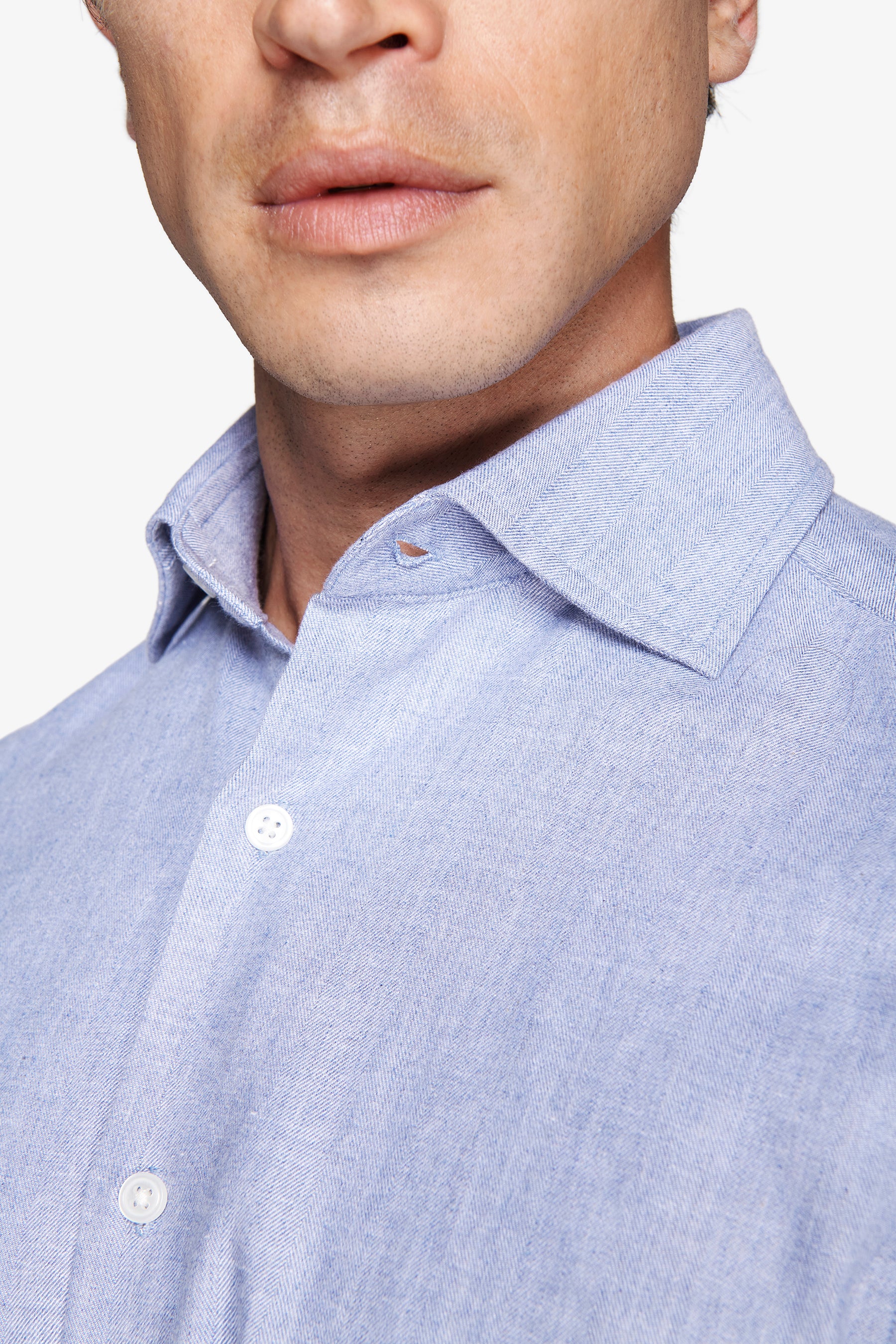 Camisa efecto franela Herringbone celeste