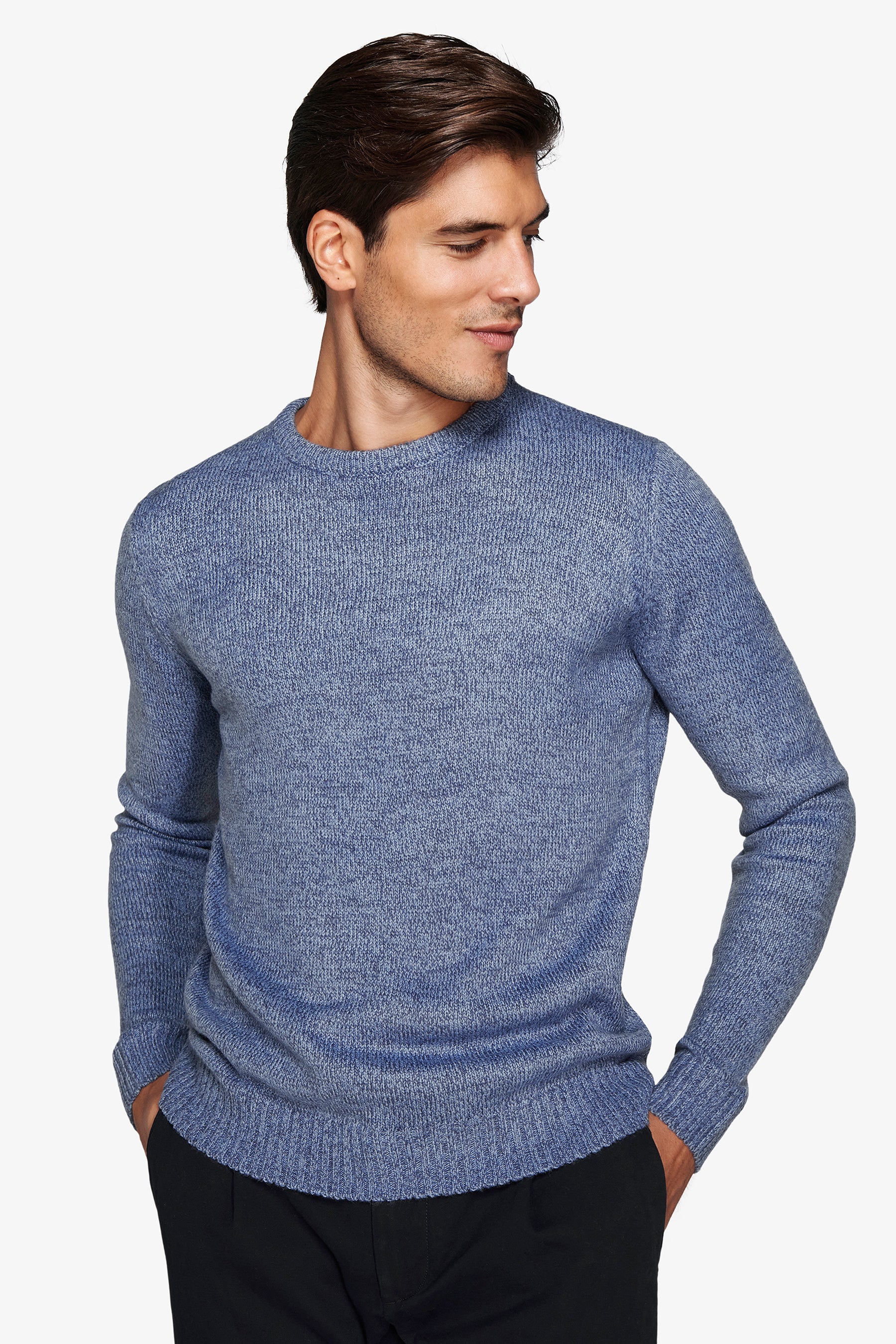 Jersey de cuello redondo mouliné papel de azúcar