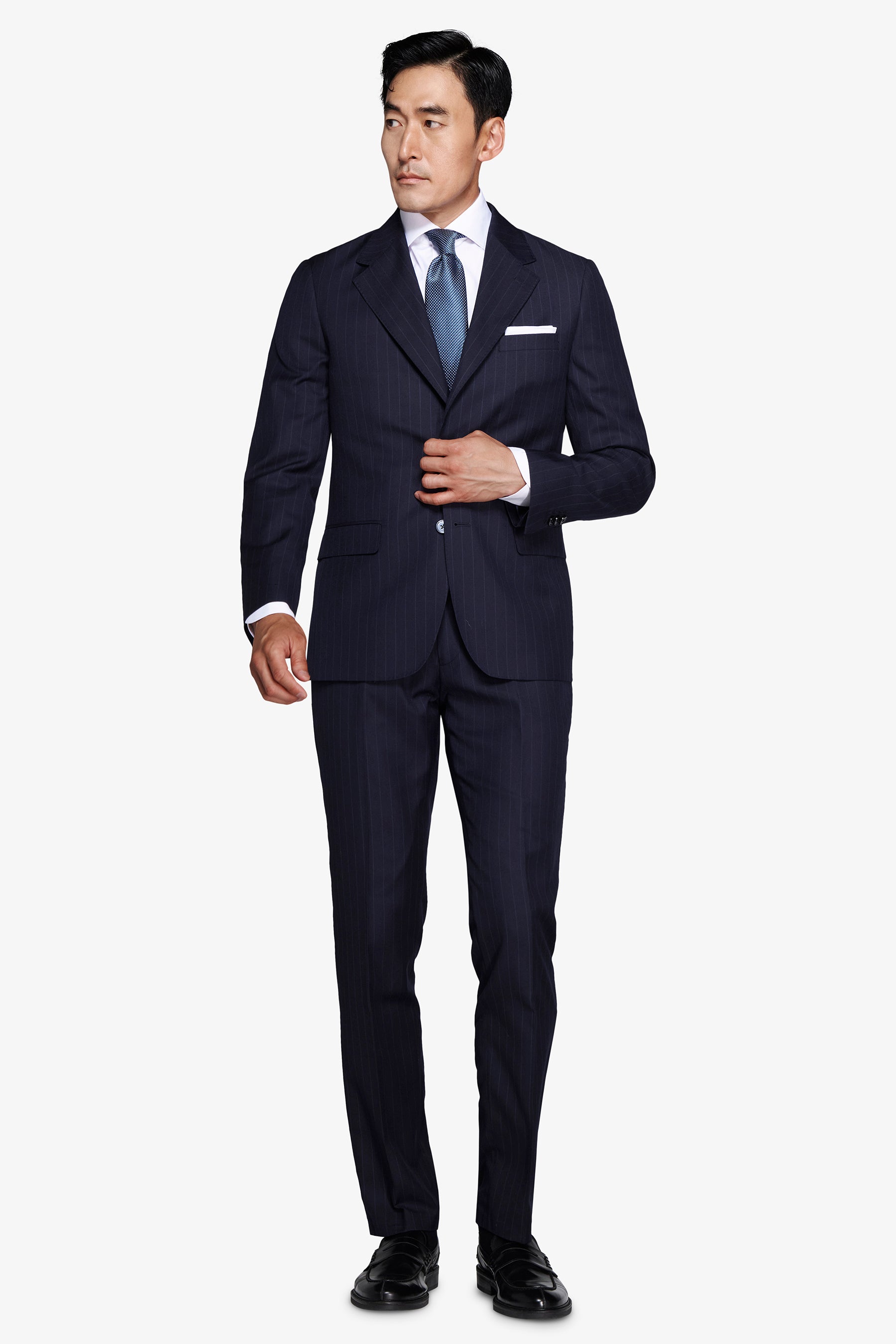 Americana de traje raya diplomática azul