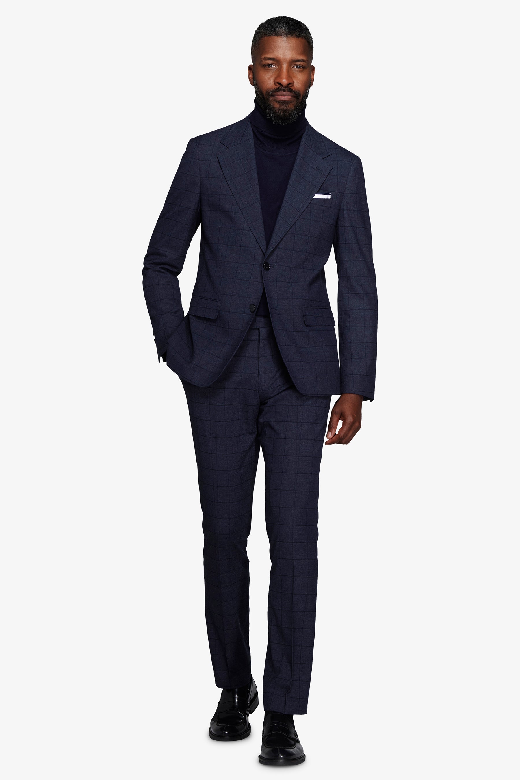 Americana de traje a cuadros azul