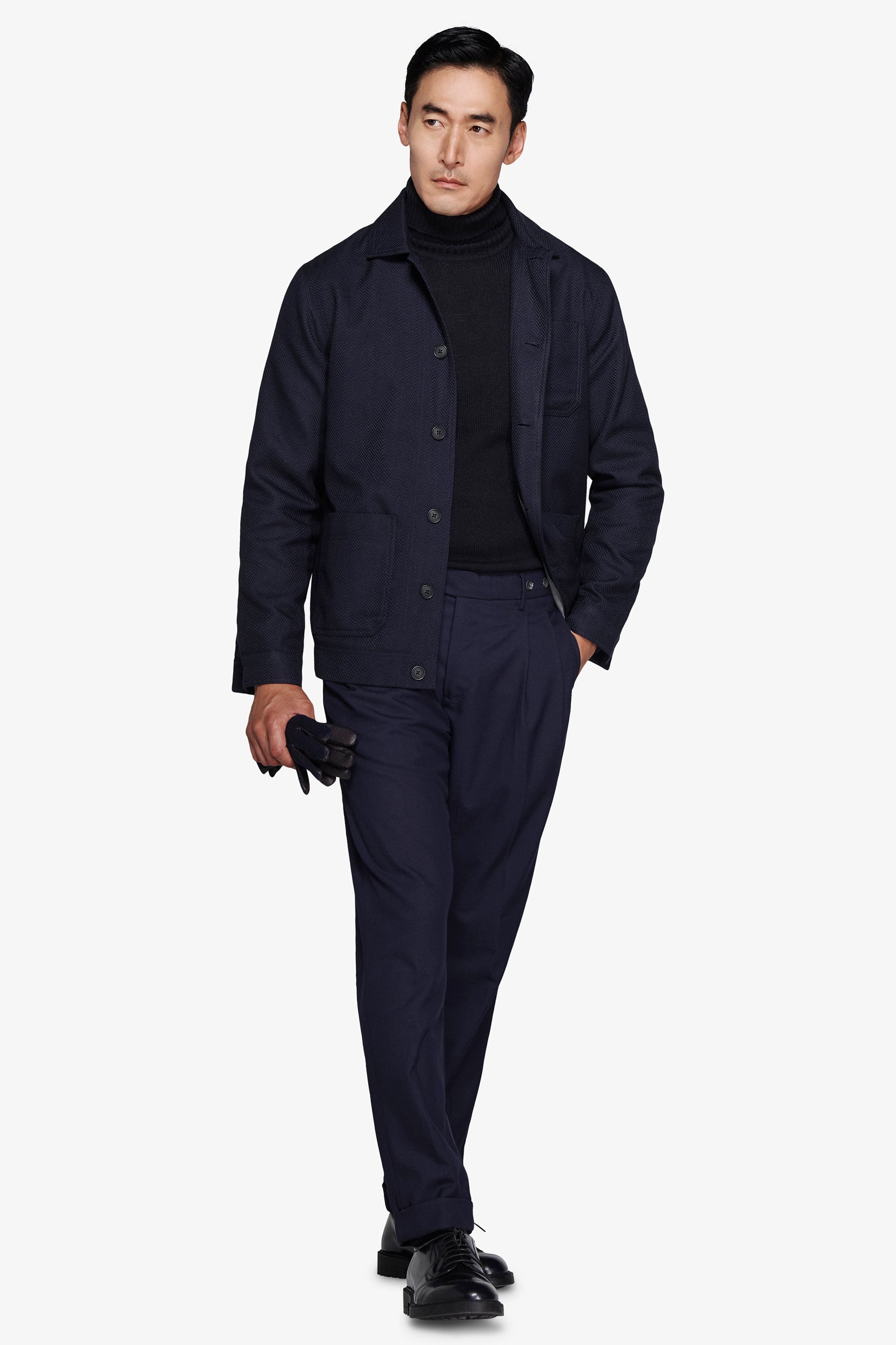 Cazadora corta Herringbone azul