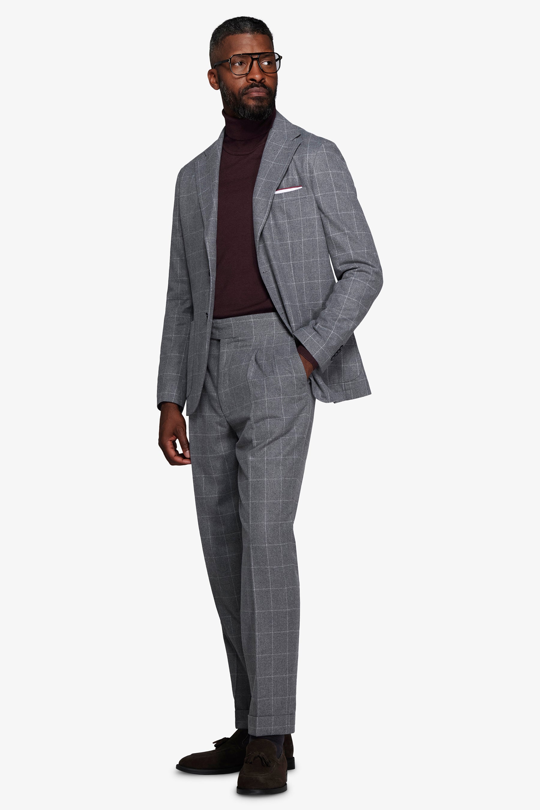 Giacca finestrata grigio medio